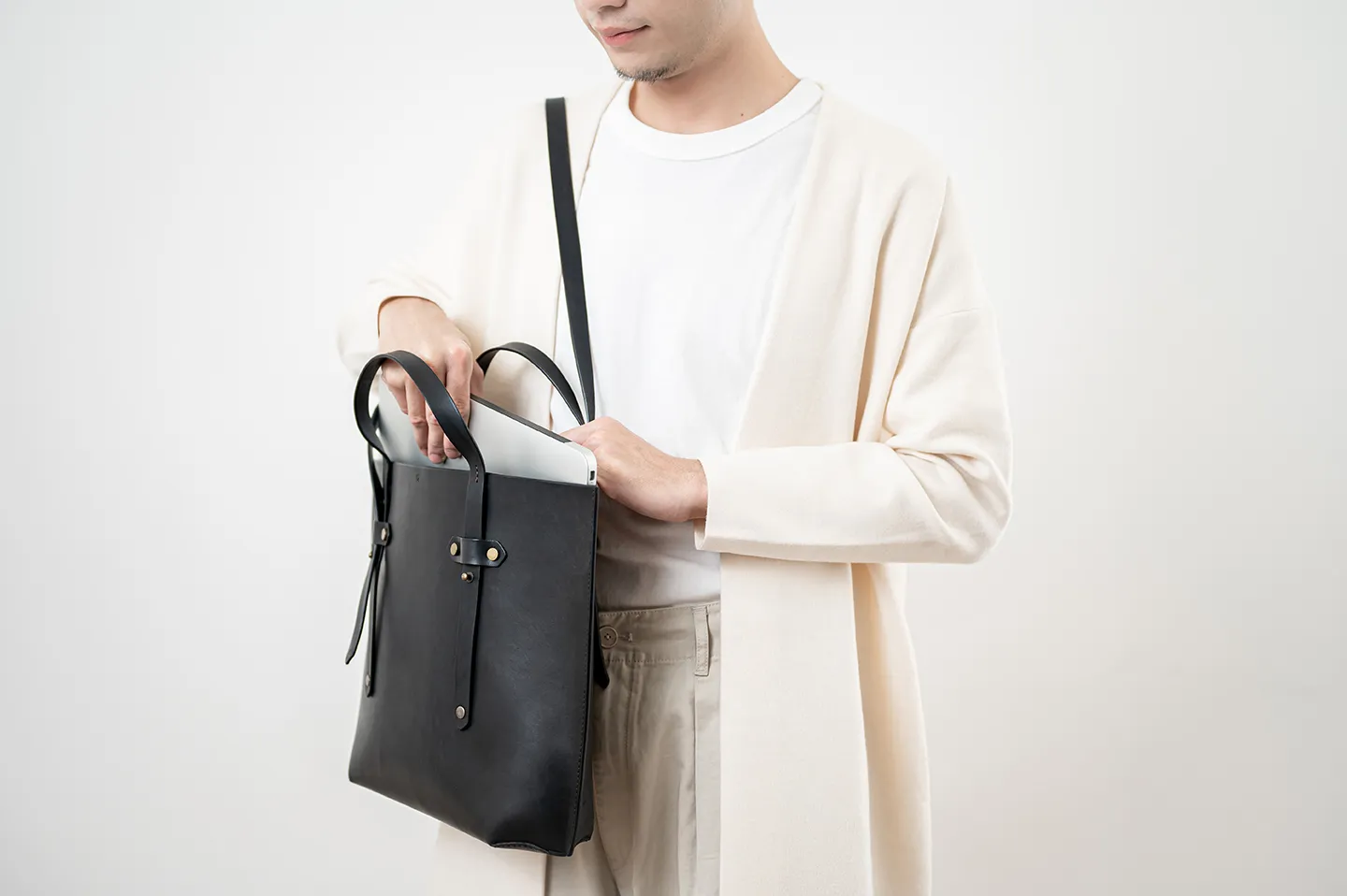 【 5 折 展示品 】真皮托特包-墨黑色