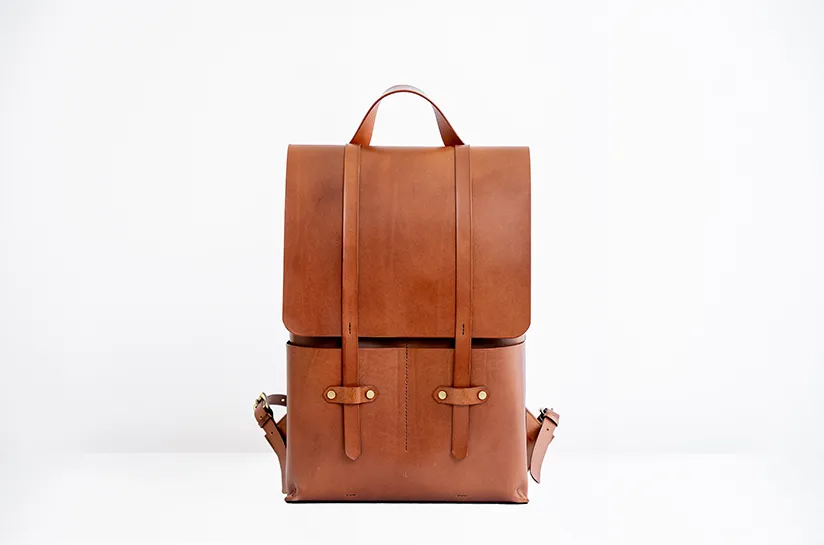 【 5 折 展示品 】真皮後背包 Large-栗子色