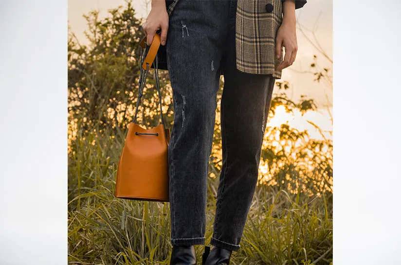 【 5 折 展示品 】真皮水桶包-淺棕色